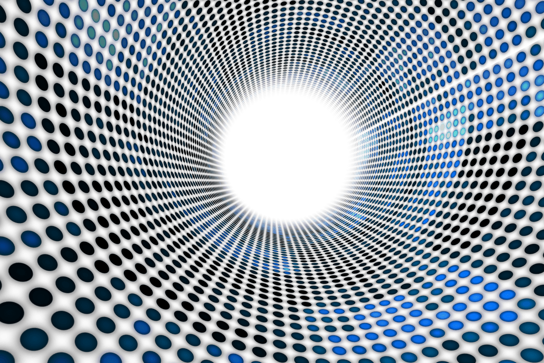 Transparent Digital Tunnel of Blue and Black Spots