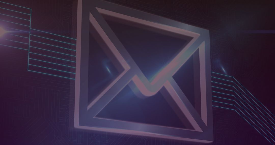 Futuristic Envelope Icon with Digital Data Elements