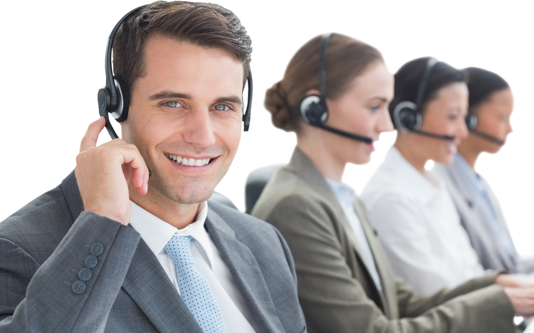 Transparent Customer Service Team Using Headsets in Office - Download Free Stock Images Pikwizard.com