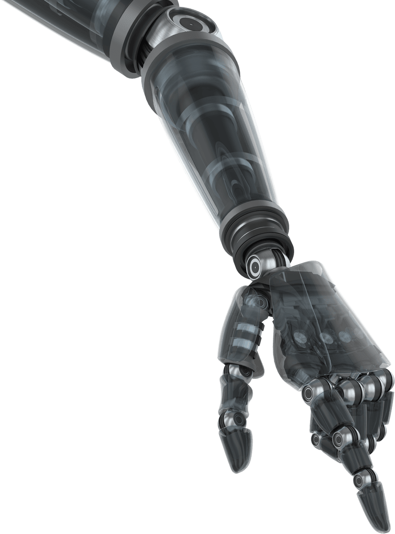 Transparent Robotic Arm with Black Details Pointing