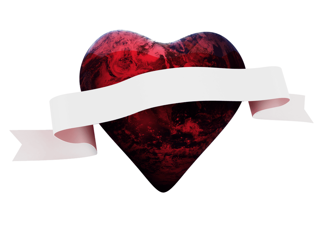 Transparent Earth Heart with Blank Scroll Rotating Around