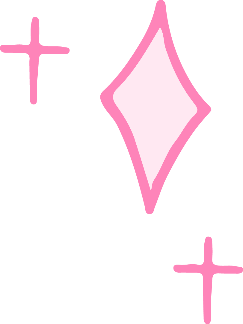 Pink Diamond and Star Sparkles on Transparent Background for Design