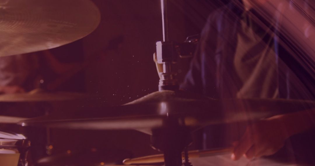 Energetic Drummer Hitting Cymbals with Dynamic Motion