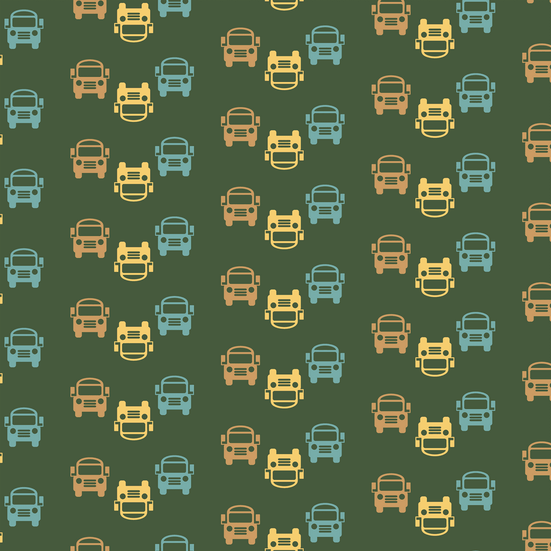 Seamless Transport Pattern of Bus and Truck Cabs on Transparent Background