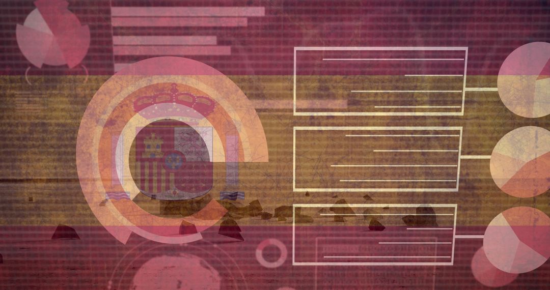 Digital Data Processing with Spain Flag Background