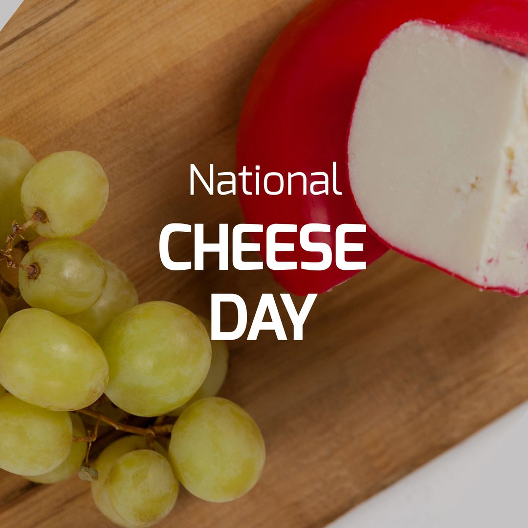 National Cheese Day with Cheese and Grapes on Wooden Board - Download Free Stock Templates Pikwizard.com