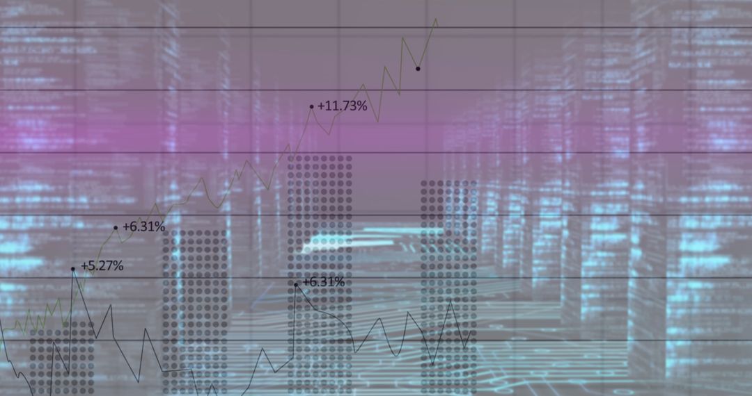 Growth Metrics on Digital Server Background for Global Finance