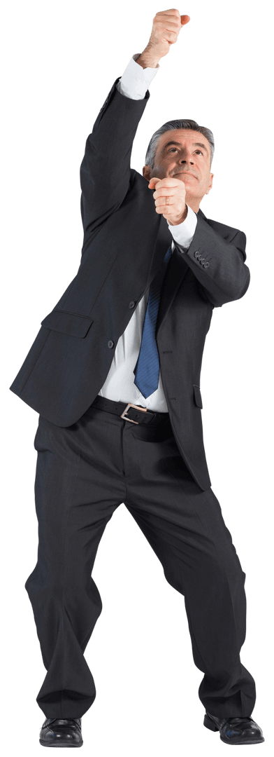Businessman in Formal Suit Pulling Imaginary Rope Transparent Background