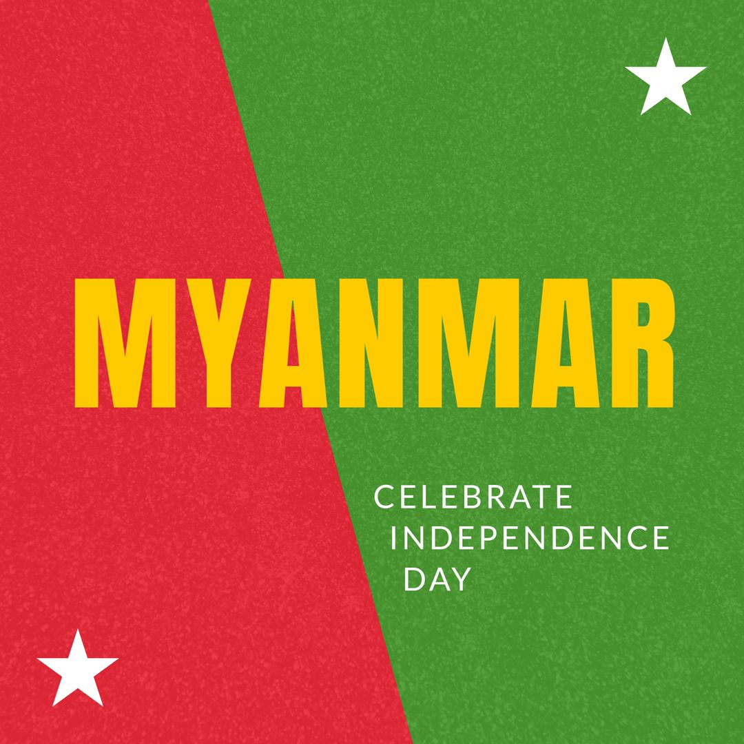 Composition of myanmar independence day text over flag of myanmar - Download Free Stock Templates Pikwizard.com