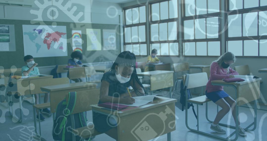 Students in Classroom with Masks During COVID-19 Pandemic
