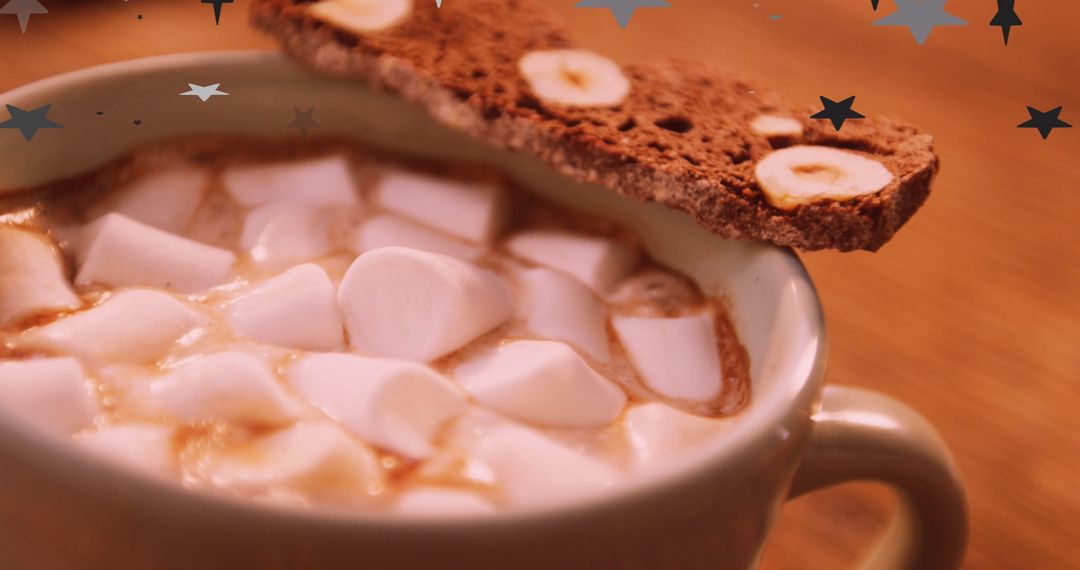 Warm Hot Chocolate with Biscotti and Marshmallows