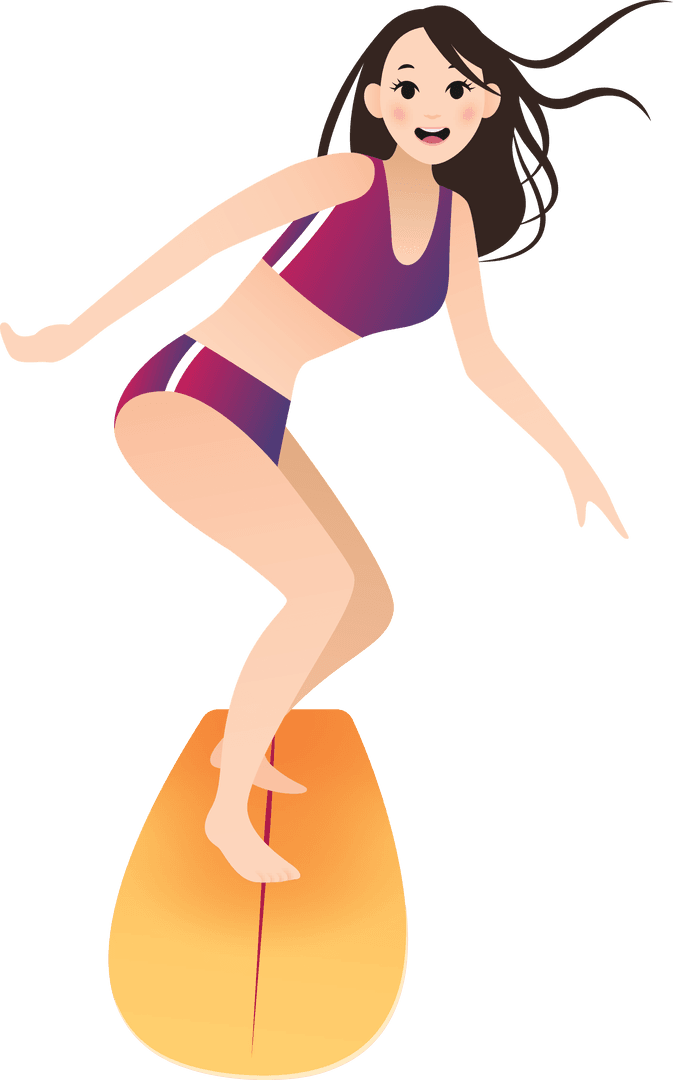 Smiling Girl Surfing Transparent Illustration