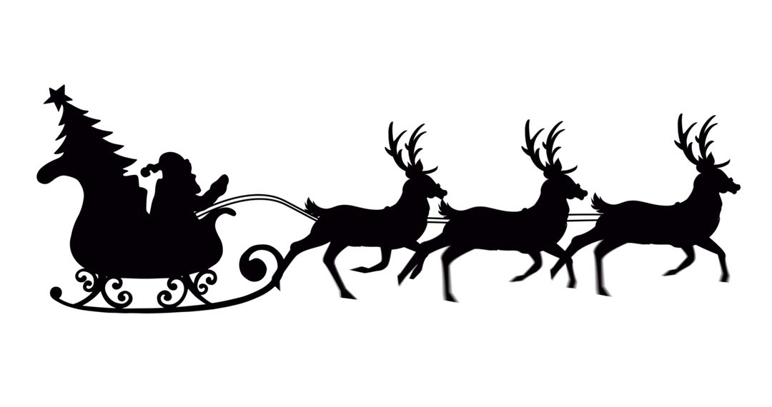 Silhouette of Santa Claus in Sleigh with Reindeer - Free Images, Stock Photos and Pictures on Pikwizard.com