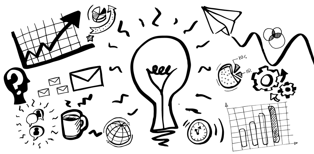 Transparent Light Bulb With Business Icons Concept