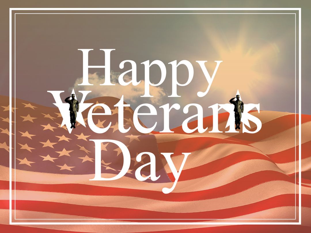 Patriotic Veterans Day Tribute Featuring American Flag and Soldiers