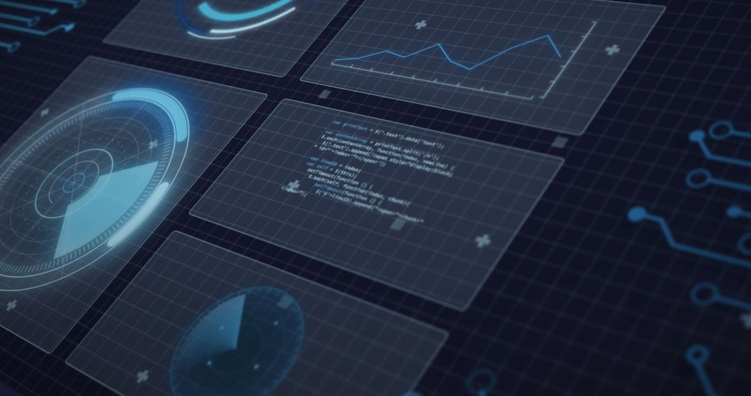 Futuristic Interface with Radars and Coding Elements