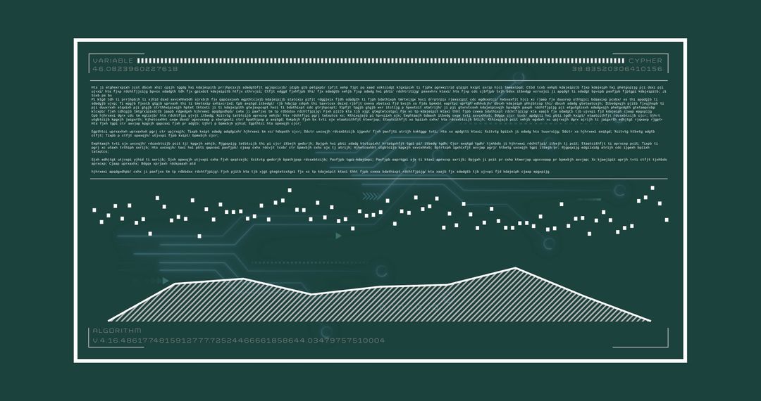 Digital data processing interface on dark background