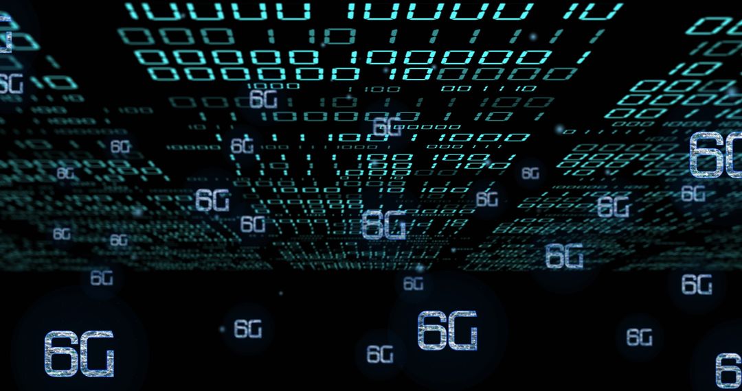 Futuristic 6G Technology with Binary Code Overlay