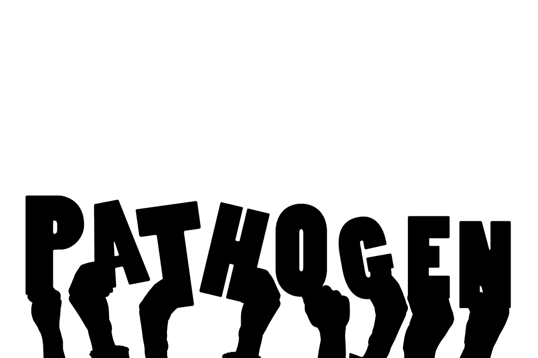 Transparent Digital Illustrating Hands with Pathogen Text Design