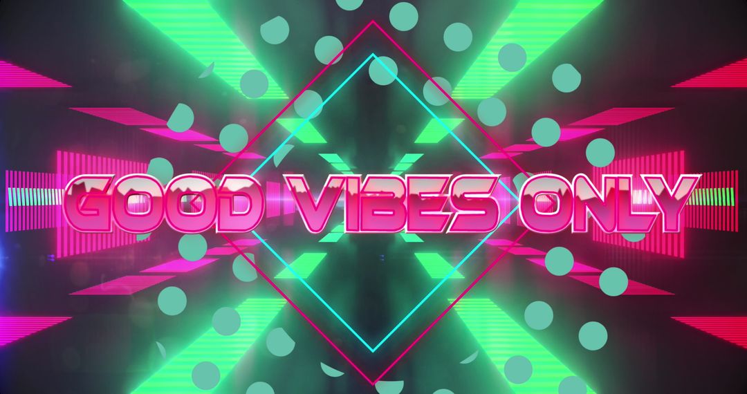 Energetic Neon Good Vibes Inspirational Art