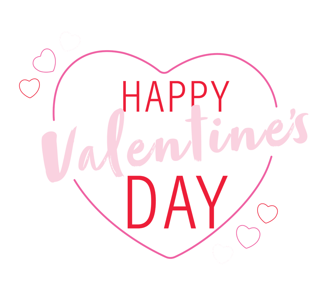 Happy Valentine's Day Wishes Inside Pink Heart on Transparent Background