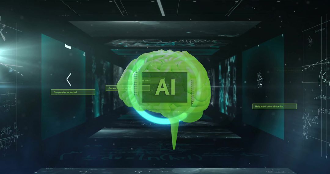 Futuristic Visualization of AI with Brain and Digital Data