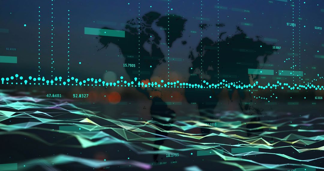 Digital Data Processing Overlaying World Map