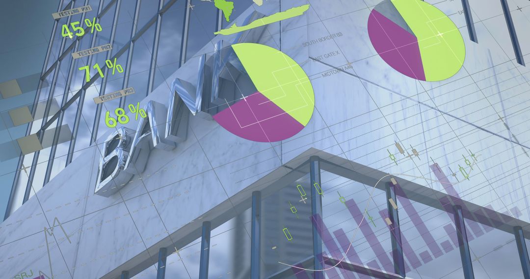 Financial Data Processing Amidst Urban Cityscape Background