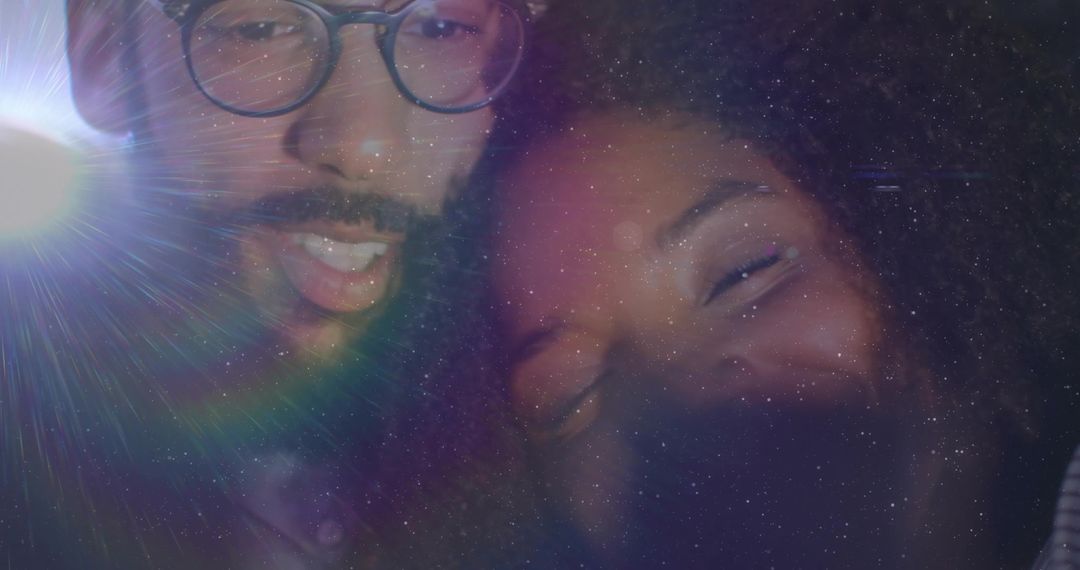Romantic Intimate Moment with Lens Flare Reflection