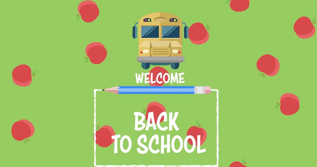 Cheerful Back to School Design with Bus and Apples