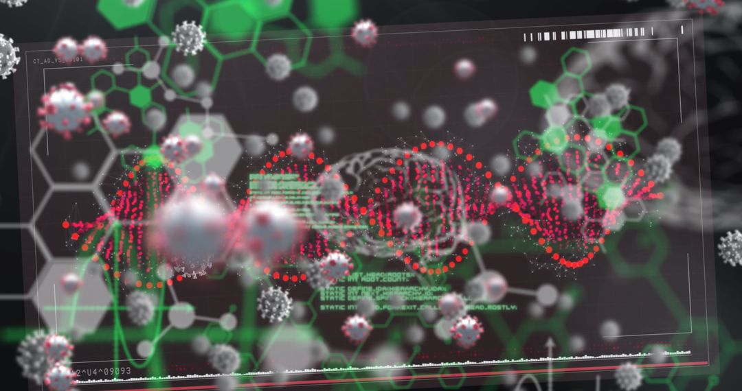 Digital DNA Strand with Microscopic Virus Interaction