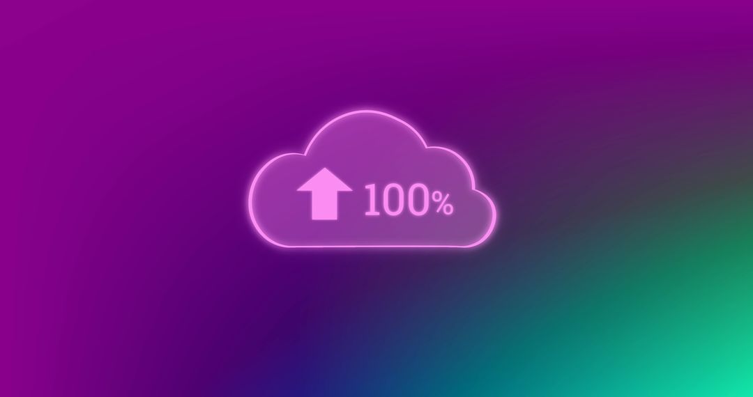 Cloud Upload Completion on Colorful Gradient Background