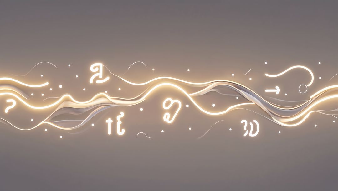 Dynamic Gold and Silver Ribbons with Ethereal Spheres and Symbols