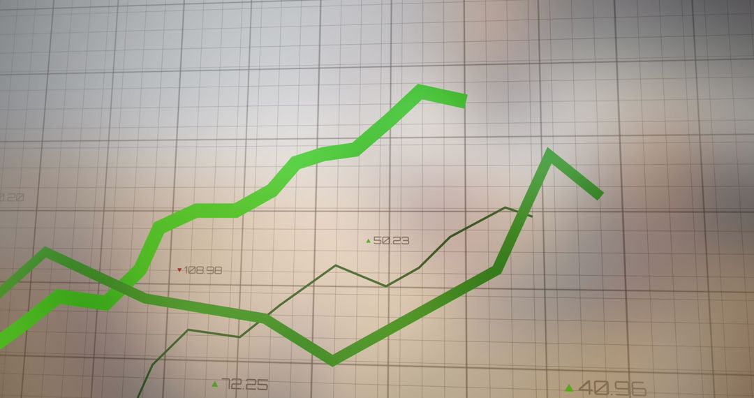 Green Line Graph Showing Upward Financial Trends and Growth