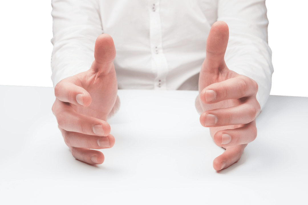 Transparent Hands of Caucasian Businessman Scalable Design