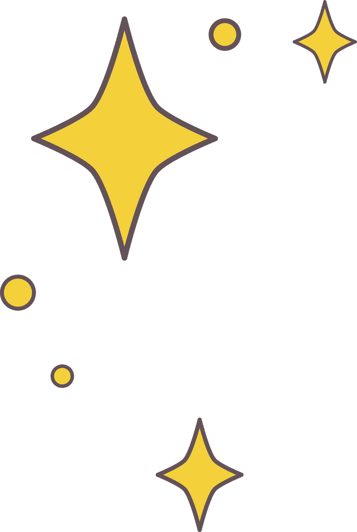 Stylized Yellow Sparkles on Transparent Background