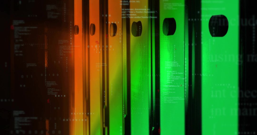 Futuristic Data Center with Colorful Illuminated Server Racks