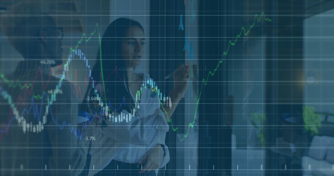 Innovative Business Team Analyzing Financial Data Trends