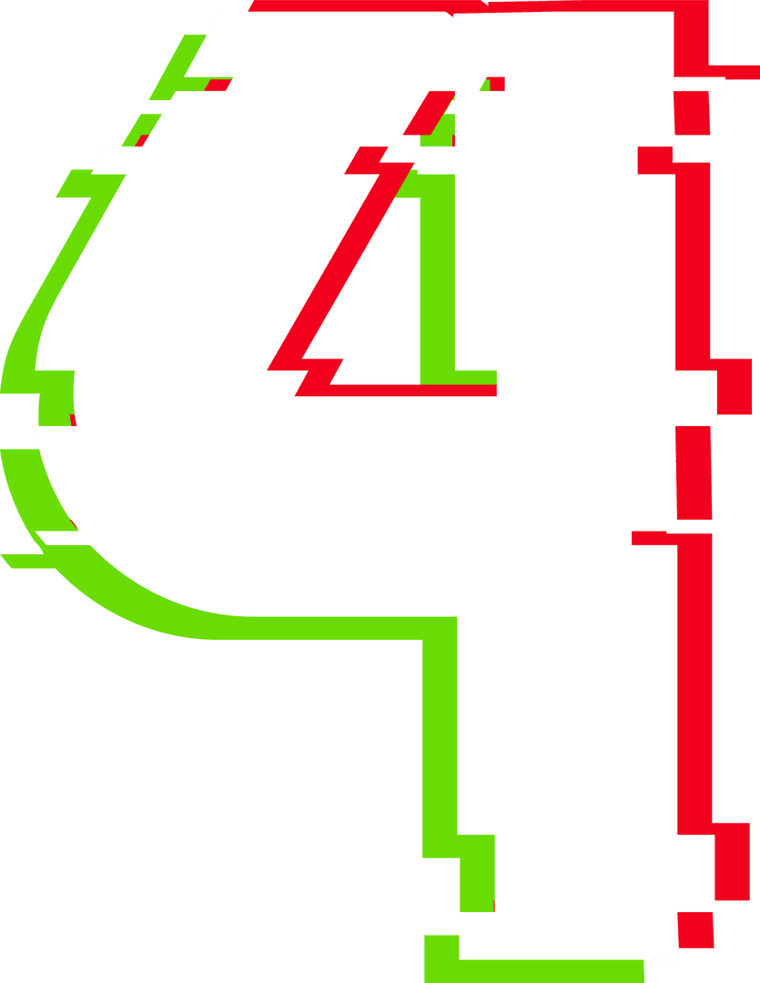 Stylized Transparent Glitch Art Numeral Four Design