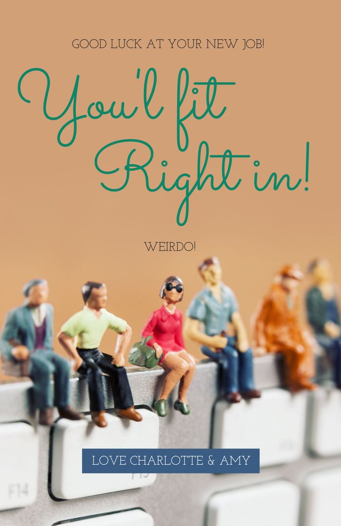 Miniature Figures on Keyboard for Quirky Office Greetings