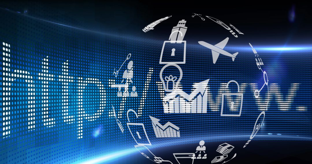 Futuristic Global Digital Networking and Communication Icons