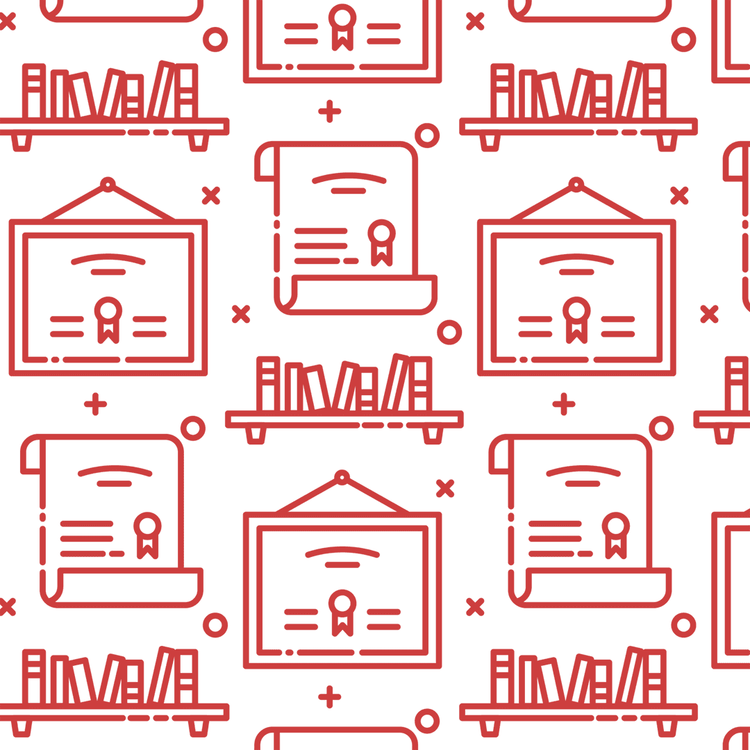 Seamless Red Pattern on Transparent Background with Icons