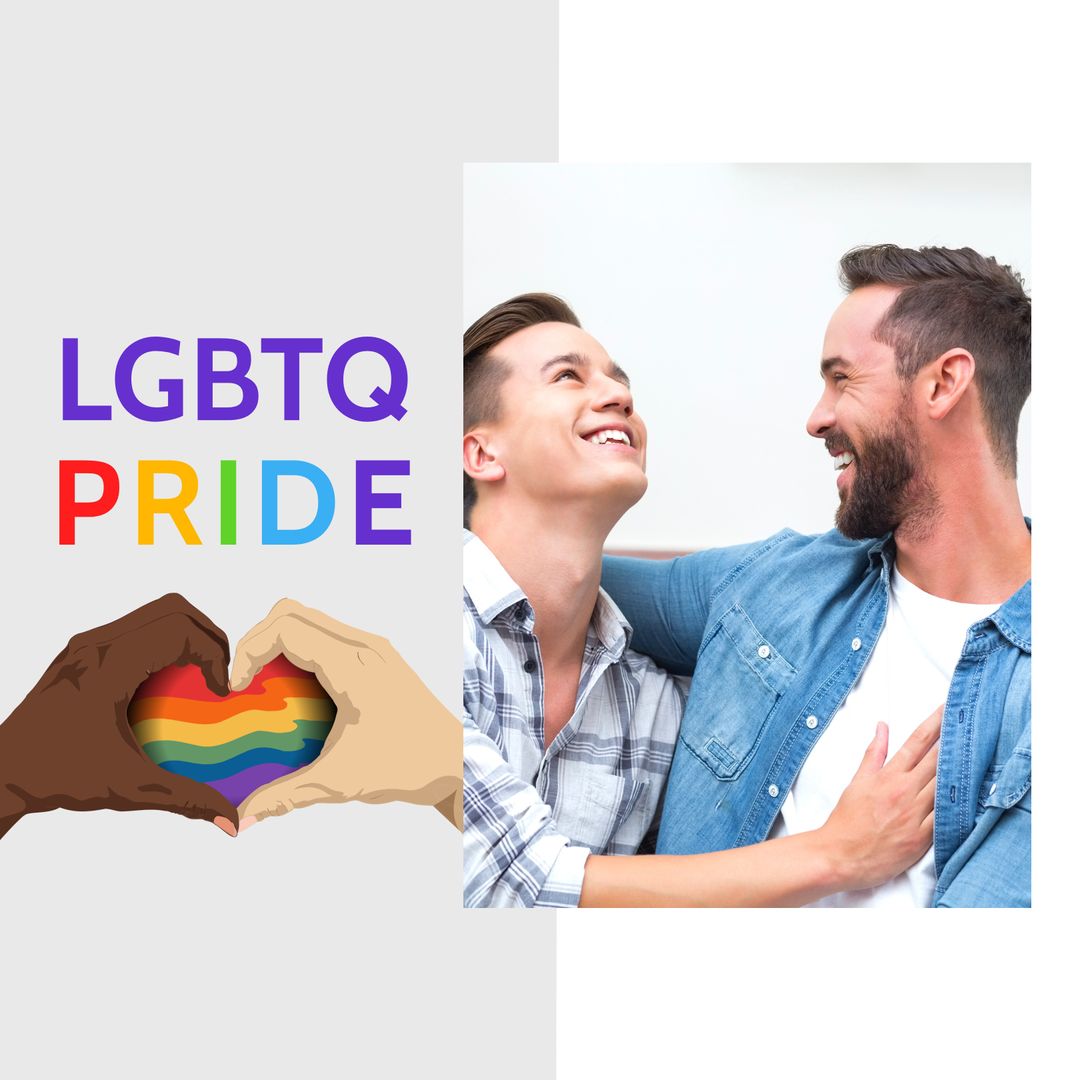 Smiling LGBTQ Couple Embrace Unity and Pride