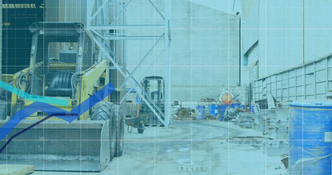 Overlay of Financial Data on Industrial Junkyard Scene