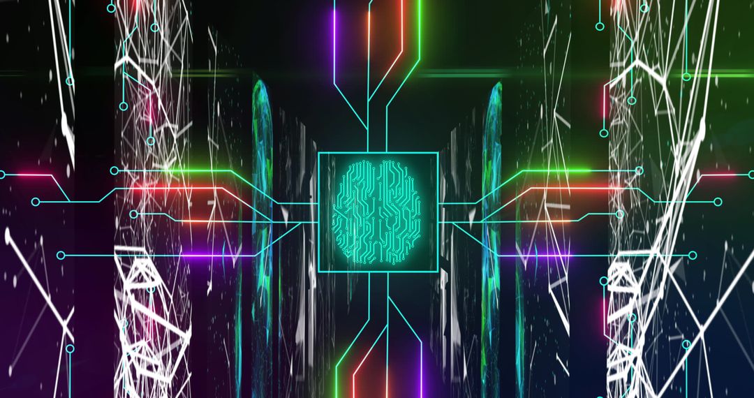 Abstract Futuristic Brain Circuit LED Digital Interface