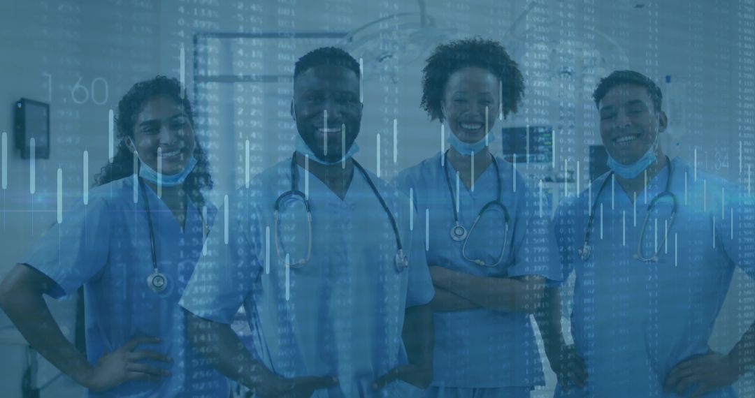 Smiling Diverse Medical Team in High-Tech Clinical Environment