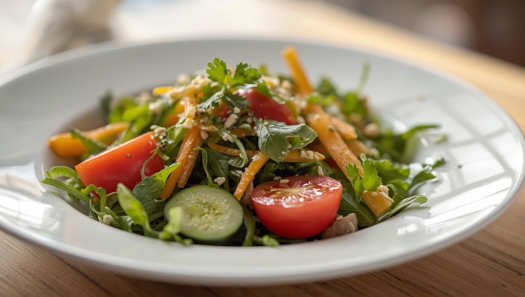 Fresh Vegetable Salad with Tomatoes and Cucumber
