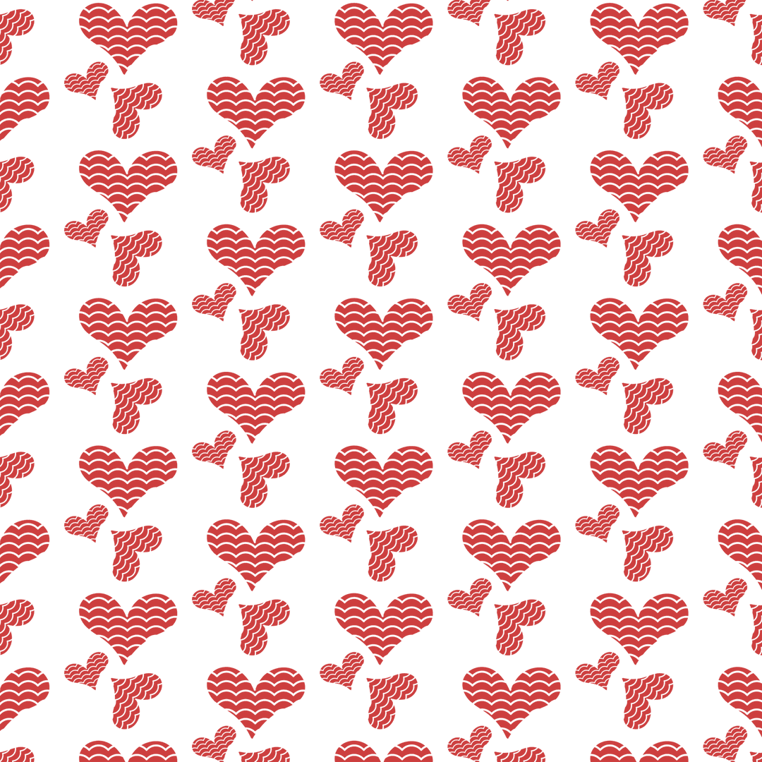 Transparent background with red hearts repetitive pattern