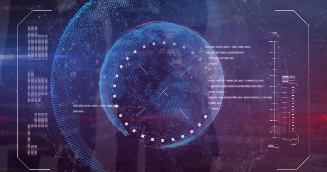 Futuristic Data Interface Overlaying Digital Globe