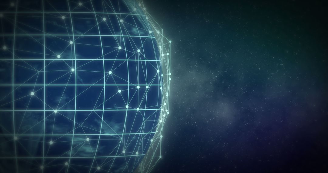 Global Network and Digital Connections over Starry Sky